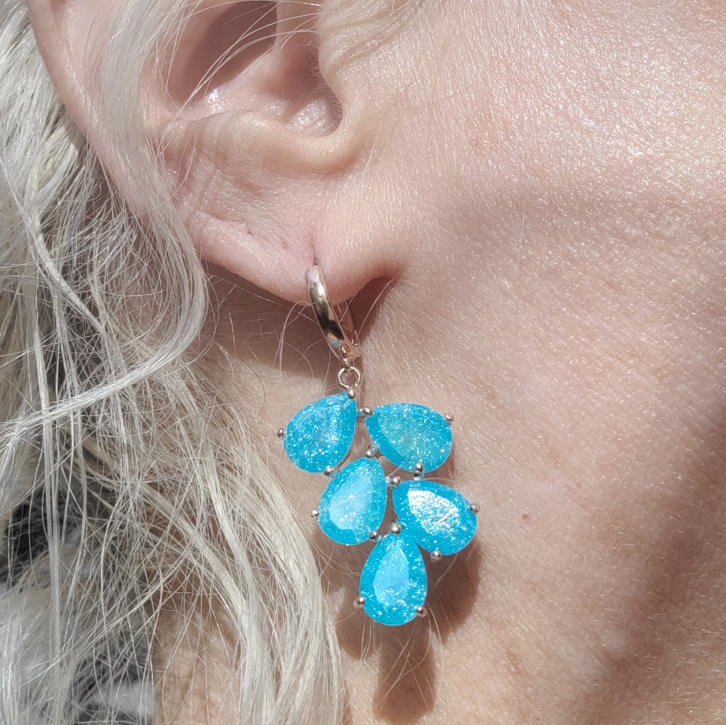 Aquamarine Chandelier & Rose Gold Earrings